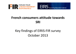 French consumers attitude towards SRI Key findings of EIRIS