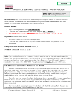 Lesson 1.3: Earth and Space Science &ndash; Water Pollution