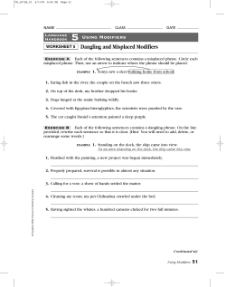 Misplaced and Dangling Modifiers Classwork and Extra Practice