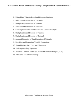 2014 Summer Review for Students Entering Concepts of Math 7 or