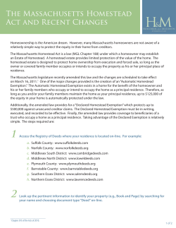 The Massachusetts Homestead Act and Recent Changes