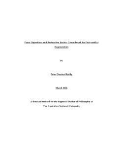 Peace Operations and Restorative Justice: Groundwork for Post