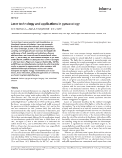 Laser technology and applications in gynaecology