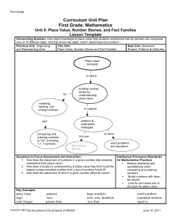 Curriculum Unit Plan First Grade