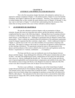 CHAPTER 10 ANTITRUST AND SPORTS: PLAYER RESTRAINTS