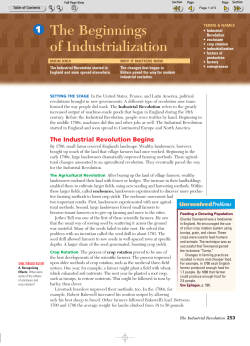 The Beginnings of Industrialization 1