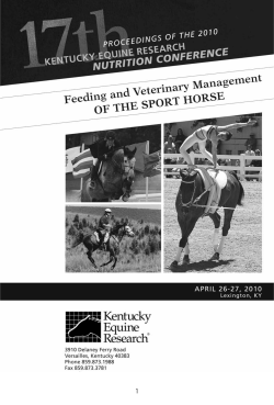 The Management of Tying-Up in Sport Horses