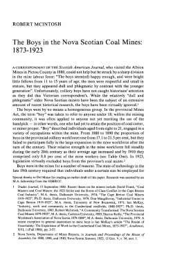 The Boys in the Nova Scotian Coal Mines: 1873-1923