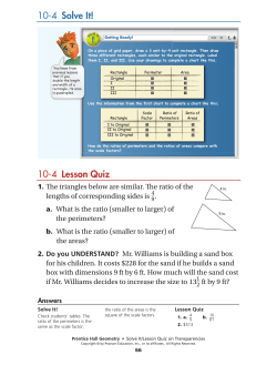 10-4 Solve It! 10-4 Lesson Quiz