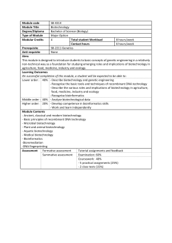Module code SB-4314 Module Title Biotechnology Degree/Diploma