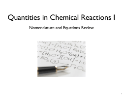 Quantities in Chemical Reactions I