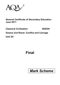 GCSE Classical Civilisation Mark Scheme Unit 3H