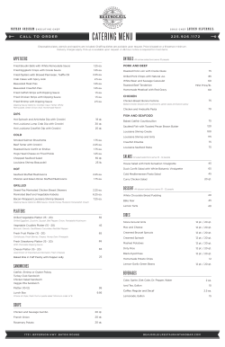 View our Catering Menu - Beausoleil Restaurant and Bar