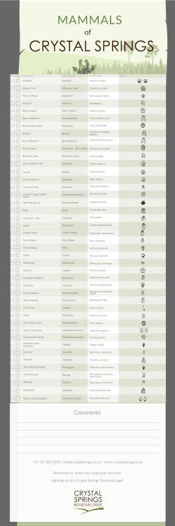 mammals - Crystal Springs Mountain Lodge