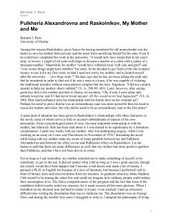 Pulkheria Alexandrovna and Raskolnikov, My Mother and Me