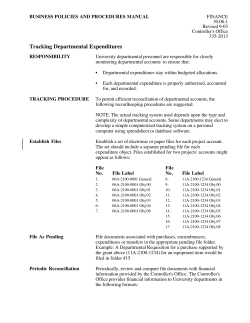 Tracking Departmental Expenditures