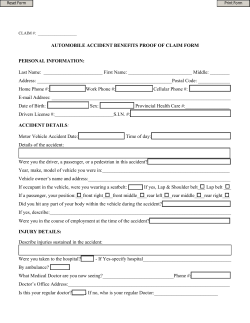 AUTOMOBILE ACCIDENT BENEFITS PROOF OF