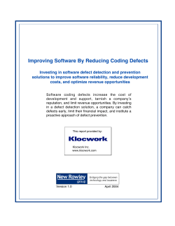 Improving Software By Reducing Coding Defects