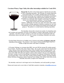 Cuvaison Winery Napa Valley lab-cellar internship