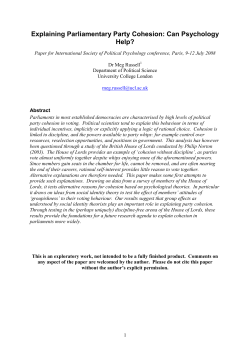 Explaining Parliamentary Party Cohesion: Can Psychology Help?