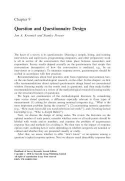 Question and Questionnaire Design