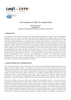 The Importance of &ldquo;Slow&rdquo; for Liveable Cities
