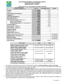 tipping fee schedule - Solid Waste Authority of Palm Beach County