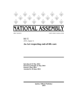 An Act respecting end-of-life care