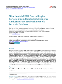 Mitochondrial DNA Control Region Variation from Bangladesh