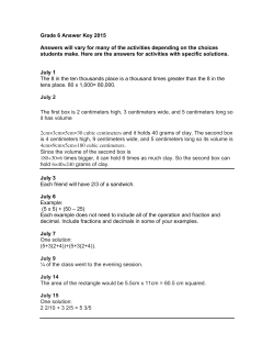 Grade 6 Answer Key 2015 Answers will vary for many of the