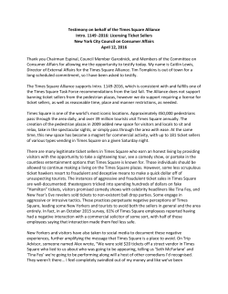 Testimony*on*behalf*of*the*Times*Square*Alliance