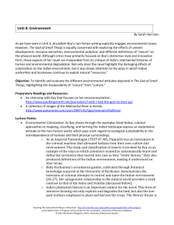 Unit 8: Environment - Center for the Humanities