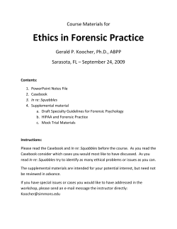 Ethics in Forensic Practice