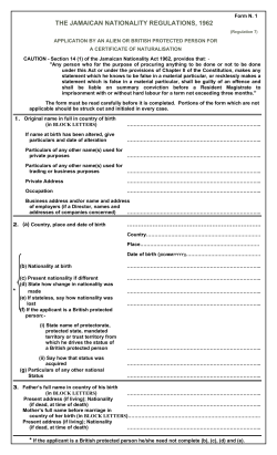 Naturalization of Alien or British Protected Application Form
