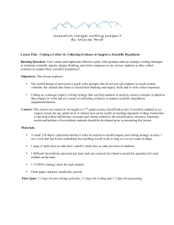 Cubing a Critter II Collecting Evidence to Support a Scientific