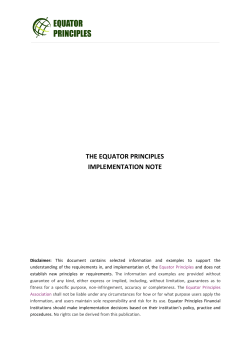 THE EQUATOR PRINCIPLES IMPLEMENTATION NOTE