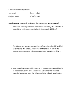 4 basic kinematic equations vf = vi + at d = vit +1/2at d = (vi + vf /2)t vf