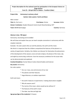 Project title: Astronomy in primary school Section: Solar system