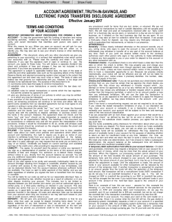 ACCOUNT AGREEMENT, TRUTH-IN