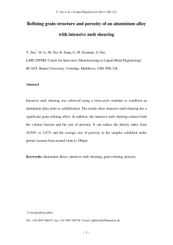 Refining grain structure and porosity of an aluminium alloy with