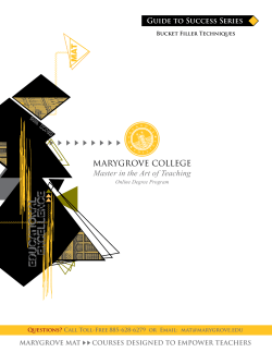 MARYGROVE COLLEGE Master in the Art of Teaching