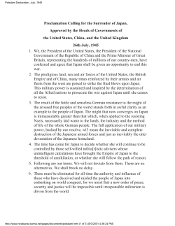 Potsdam Declaration, July, 1945