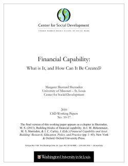Financial Capability - Center for Social Development