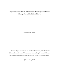 Negotiating Social Memory in Postcolonial Mozambique: the Case