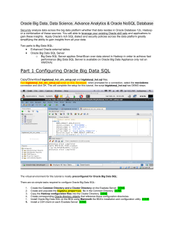 Part 1 Configuring Oracle Big Data SQL