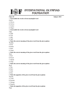 Class: 01 Subject: IEO 1. Unscramble the words to form meaningful