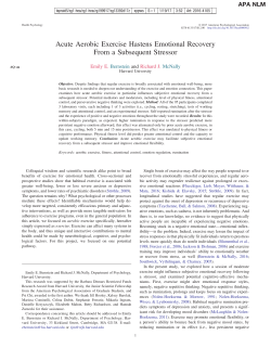 Acute Aerobic Exercise Hastens Emotional