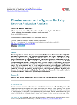 Fluorine Assessment of Igneous Rocks by Neutron Activation Analysis