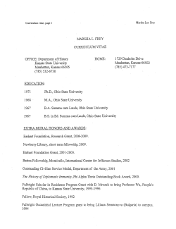 Curriculum Vitae  - Kansas State University