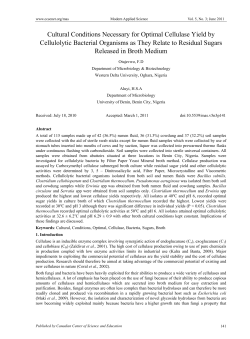 Cultural Conditions Necessary for Optimal Cellulase Yield by
